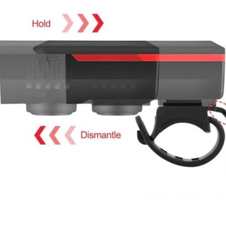 Luz Led Solar Recargable Para Bicicleta Con Bocina Stgo. 6
