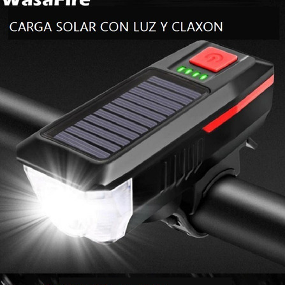 Luz Led Solar Recargable Para Bicicleta Con Bocina Stgo. 7
