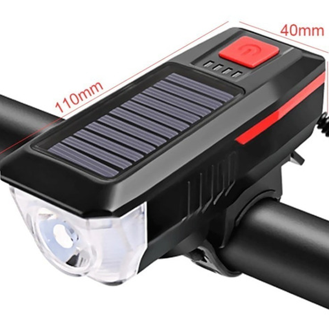 Luz Led Solar Recargable Para Bicicleta Con Bocina Stgo. 9