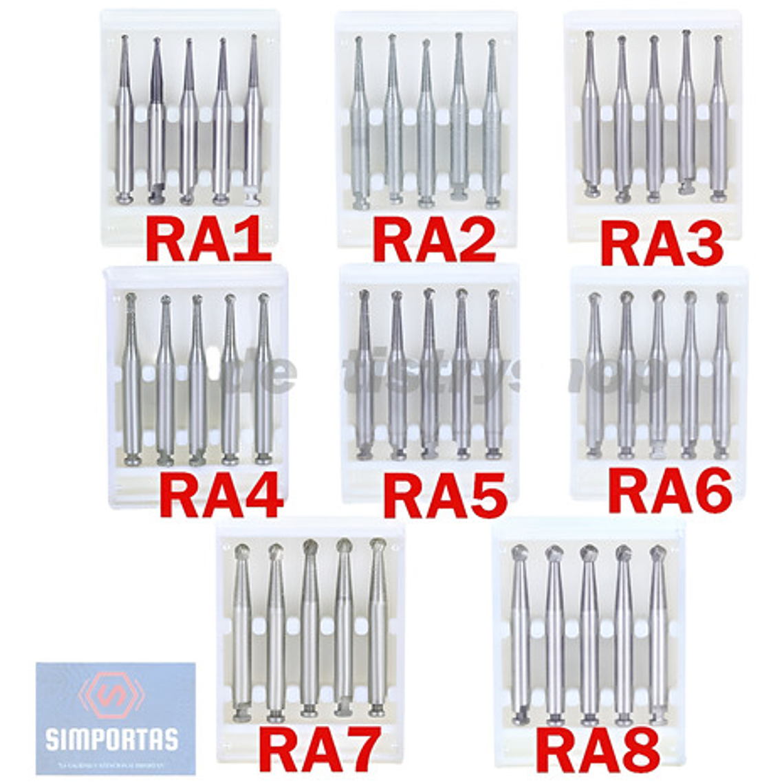 Fresas Carbide Baja Velocidad Odontología Set 5u Santiago 1