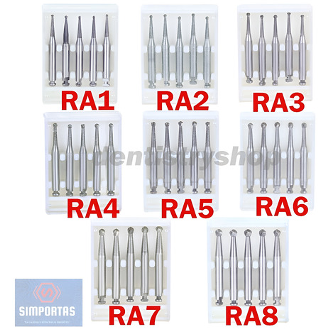 Fresas Carbide Baja Velocidad Odontología Set 5u Santiago 20