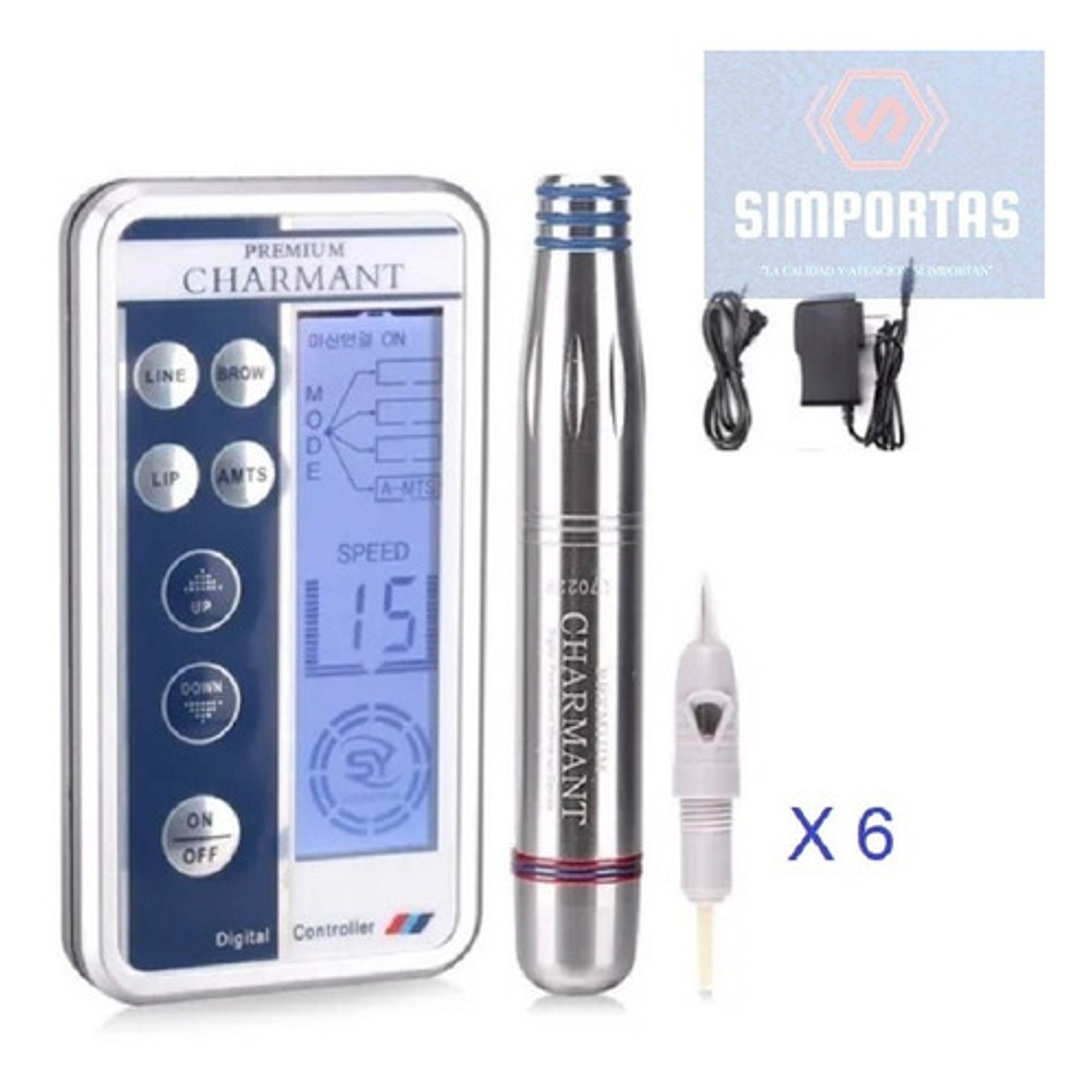  Dermografo Charmant Premium Microblading + 6 Repuestos 1pin 1