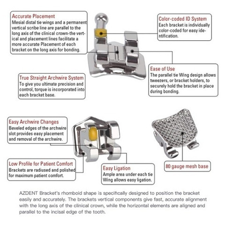 Brackets Ortodoncia Metálicos Roth Mtb 0.22 Azdent Santiago 7