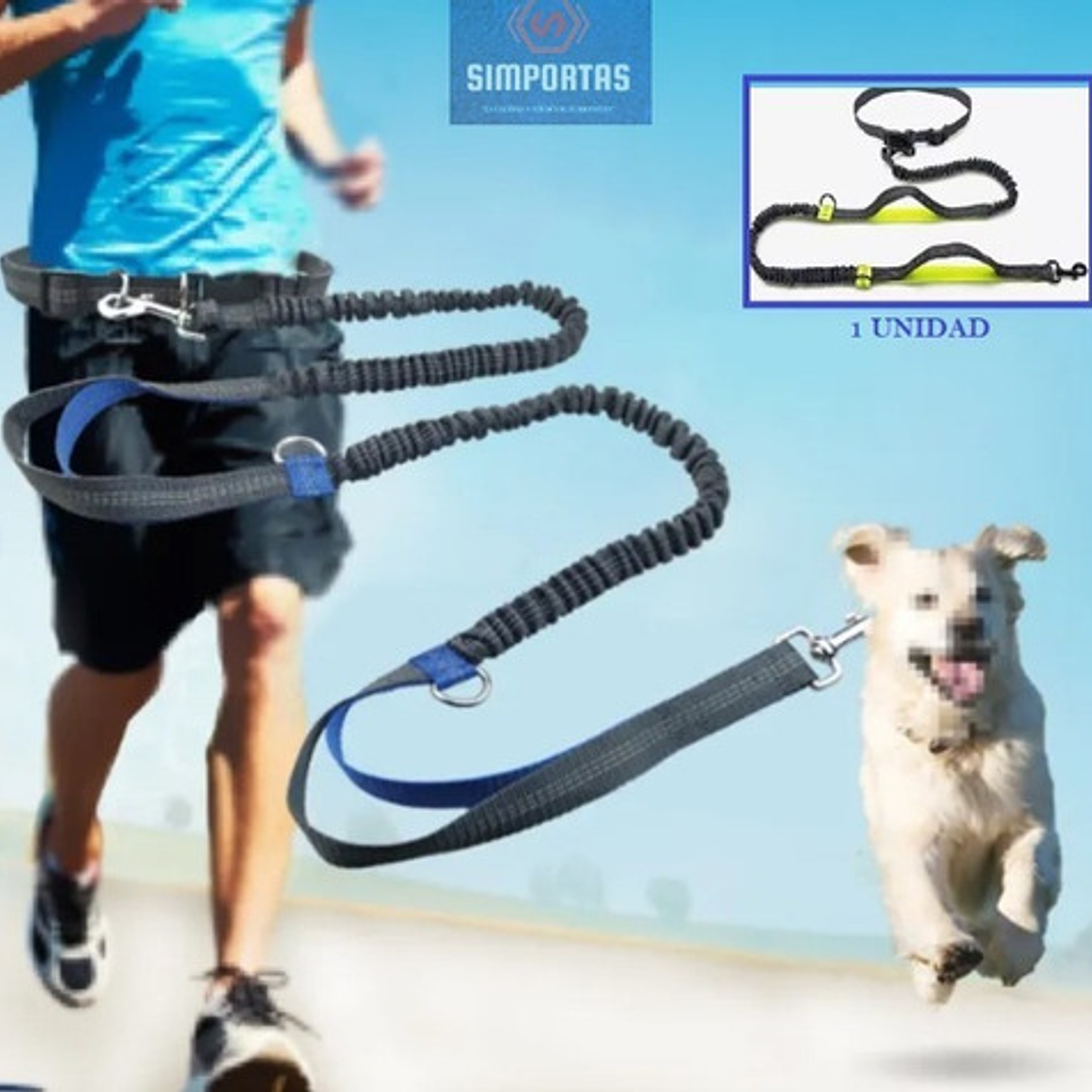 Cinturón Correa Resistente Correr Con Tu Perro Doble Gancho  2