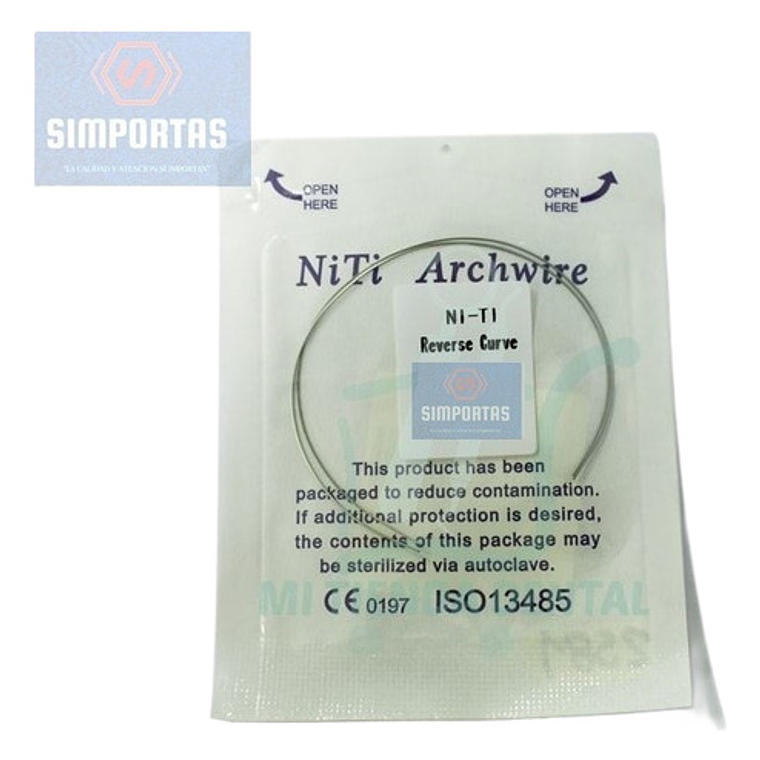 Arcos Curva Reversa Niti Super Elástico Ortodoncia 2u/sobre 1