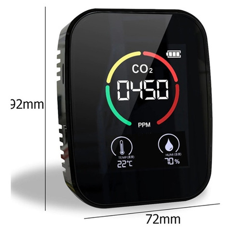 Detector Portátil Co2 Medidor Dióxido De Carbono Aire Stgo. 5