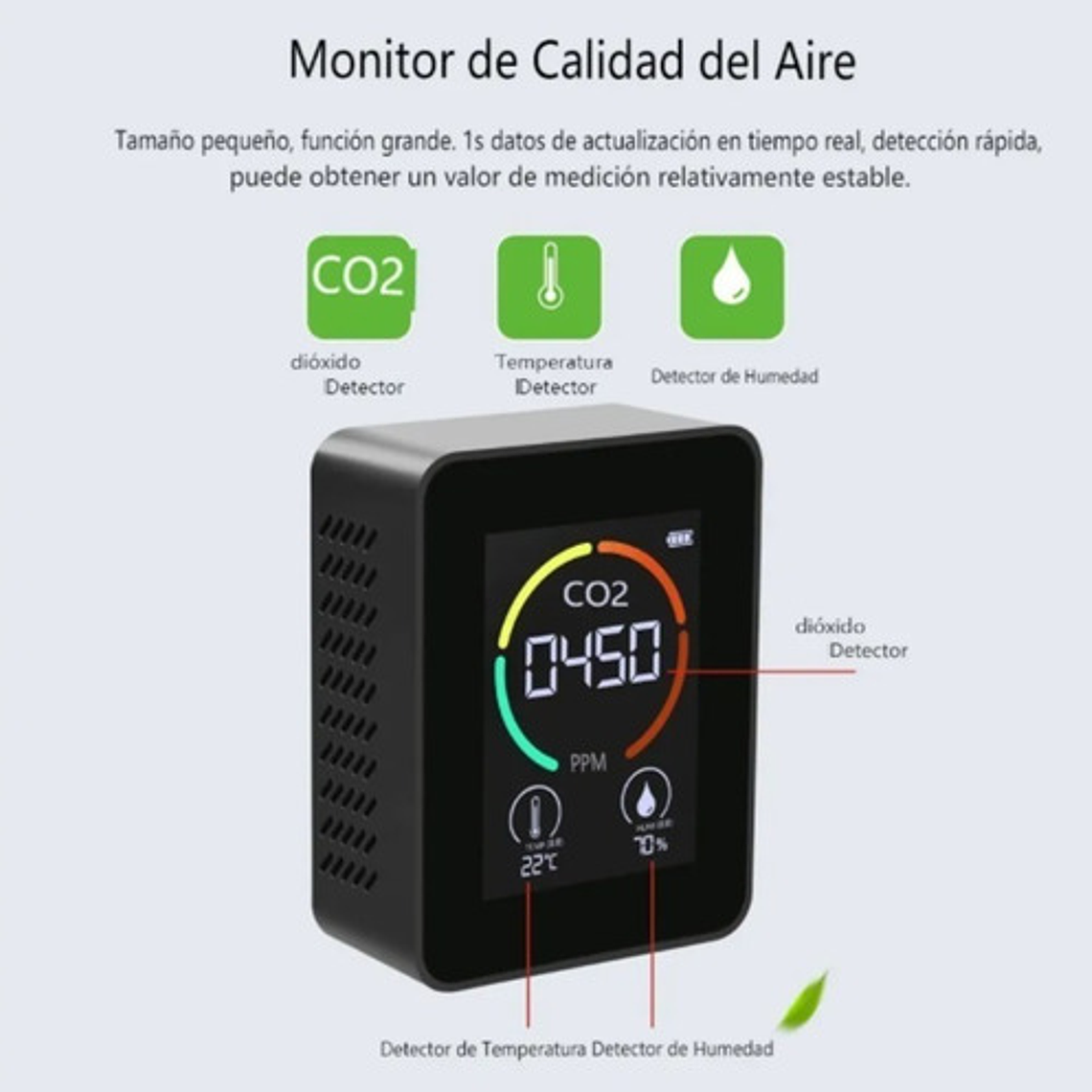 Detector Portátil Co2 Medidor Dióxido De Carbono Aire Stgo. 6