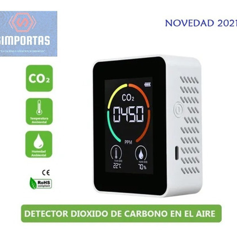 Detector Portátil Co2 Medidor Dióxido De Carbono Aire Stgo. 9