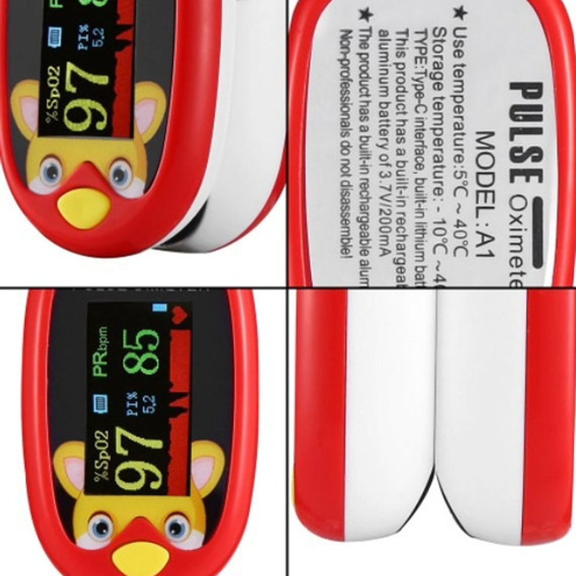 Oximetro De Pulso Usb Pediátrico Saturómetro Recargable  3