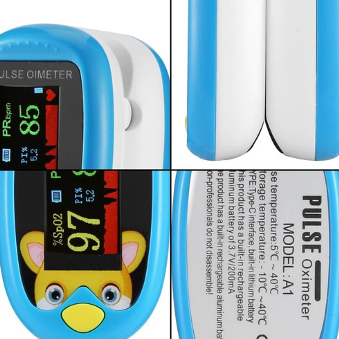 Oximetro De Pulso Usb Pediátrico Saturómetro Recargable  17