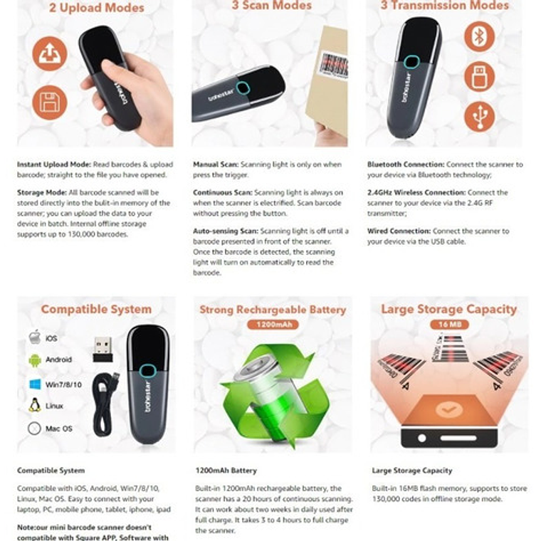 Lector Código Barras Portátil Trothestar El Mejor Del Sitio 10