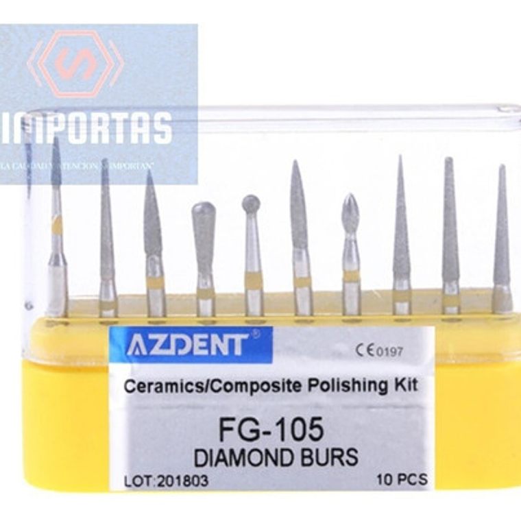 Fresas Piedras De Diamante Odontología Set Pulido Fino 10u 2