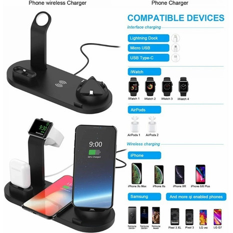 Cargador Inalámbrico 4 En 1 + Enchufe - Envío Gratis Stgo. 3