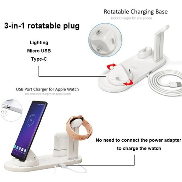 Cargador Inalámbrico 4 En 1 + Enchufe - Envío Gratis Stgo. 7