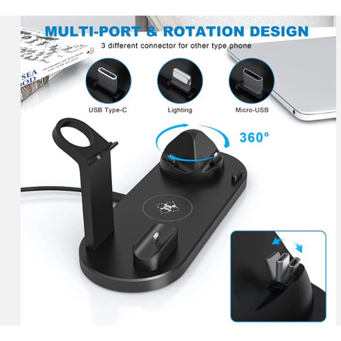 Cargador Inalámbrico 4 En 1 + Enchufe - Envío Gratis Stgo. 13