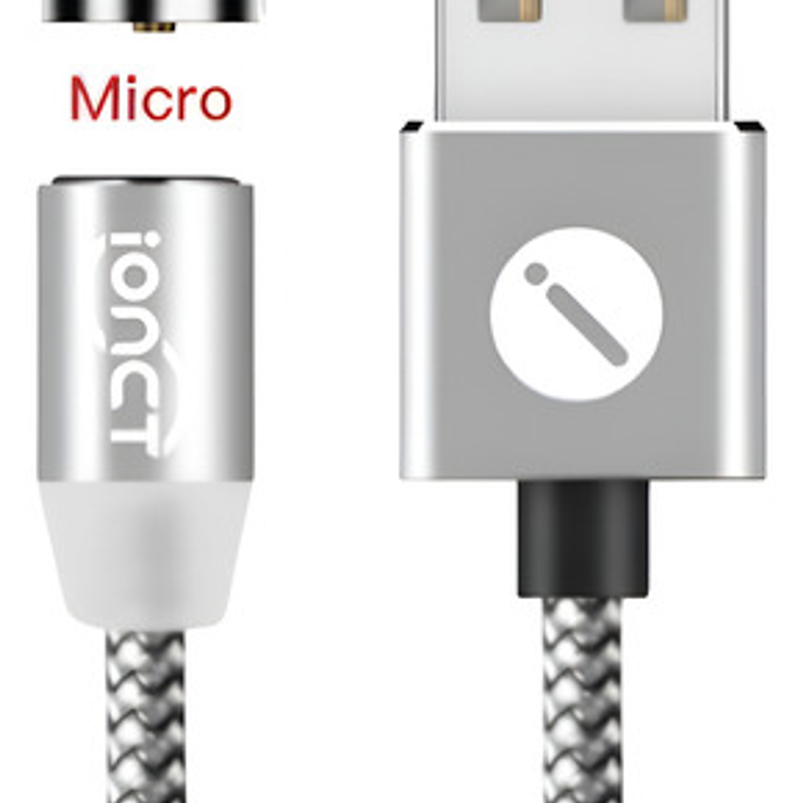 Cable Cargador Rápido 2.4 Amp Tipo Micro Usb Imán Plateado 1