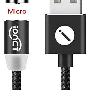 Cable Cargador Rápido 2.4 Amp Tipo Micro Usb  Con Imán Negro