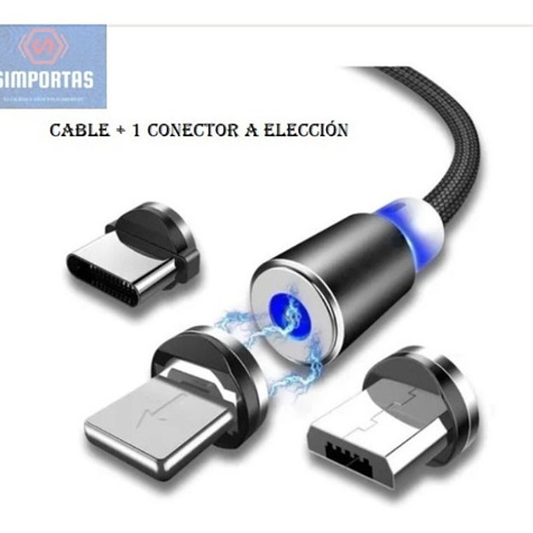 Cable Cargador Rápido 2.4 Amp Tipo Micro Usb  Con Imán Negro 3