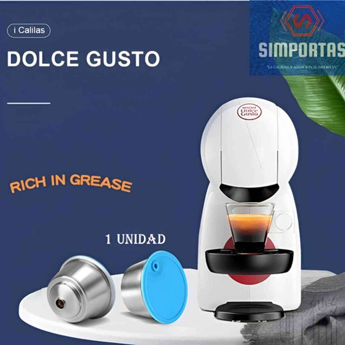 Capsula Dolce Gusto Reutilizable Acero Inoxidable Tapa Azul 2