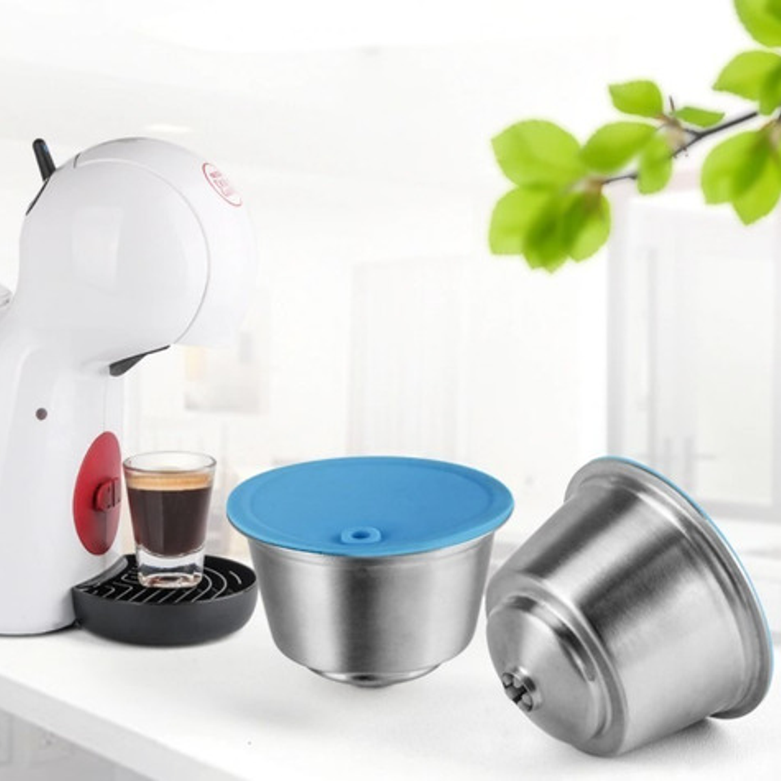 Capsula Dolce Gusto Reutilizable Acero Inoxidable Tapa Azul 7
