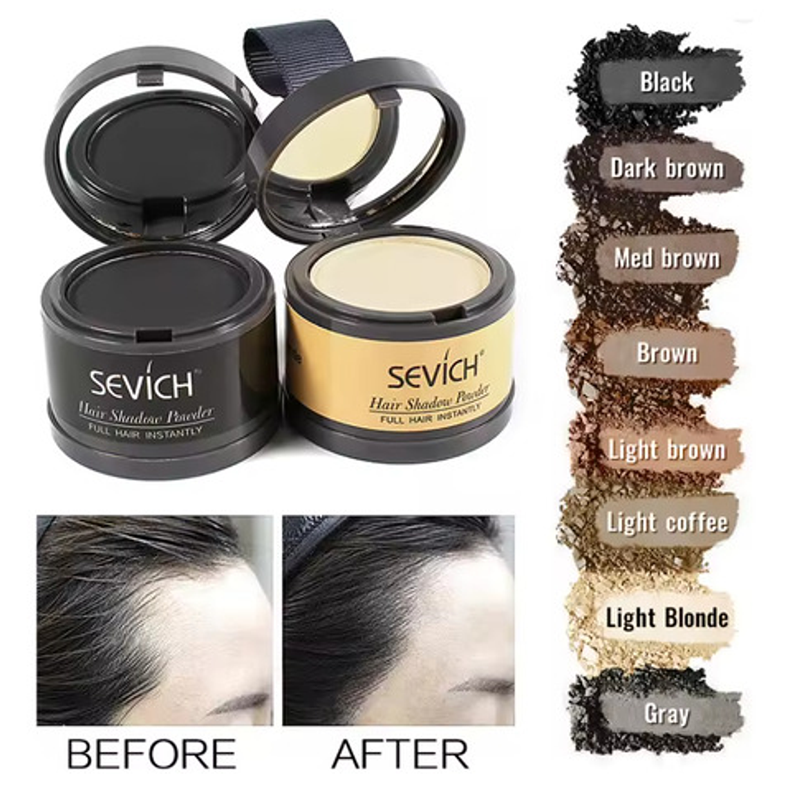 Sombra Sevich Cubre Canas Y Calvicie Barba Colores 4grs. 12