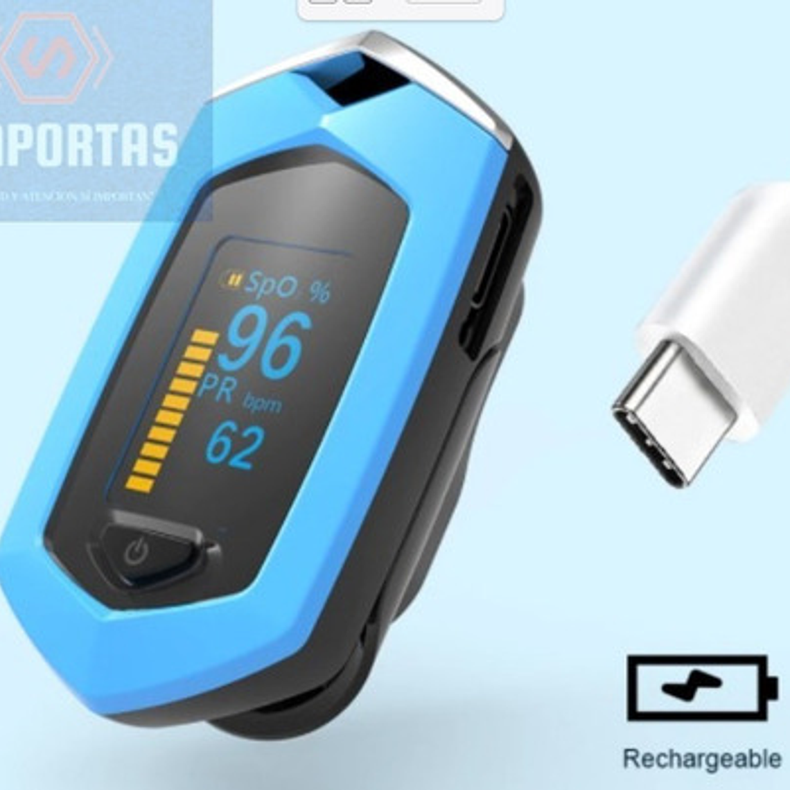Saturometro Oximetro Recargable Colores Usb Con Estuche Stgo 7