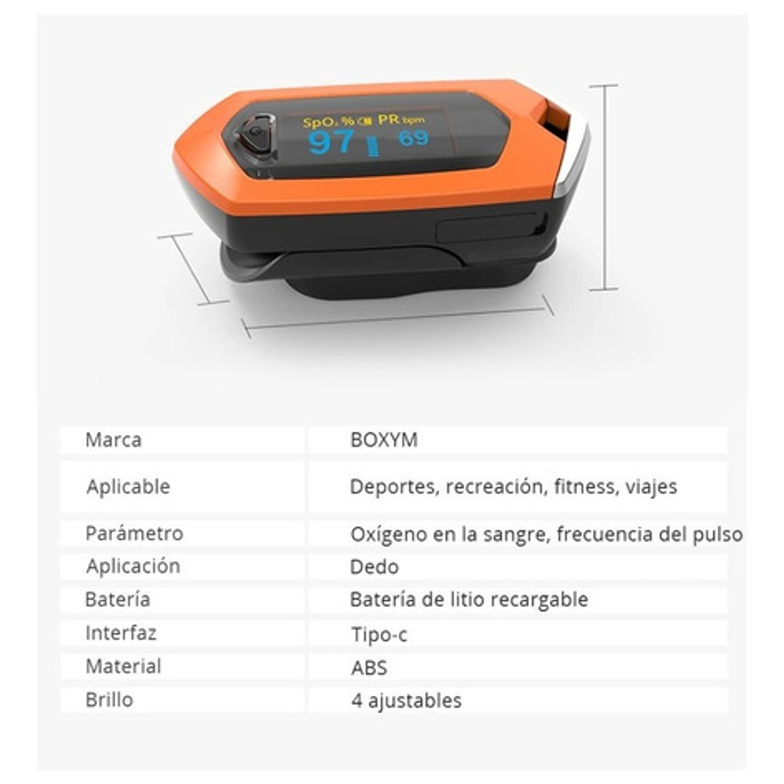 Saturometro Oximetro Recargable Colores Usb Con Estuche Stgo 19