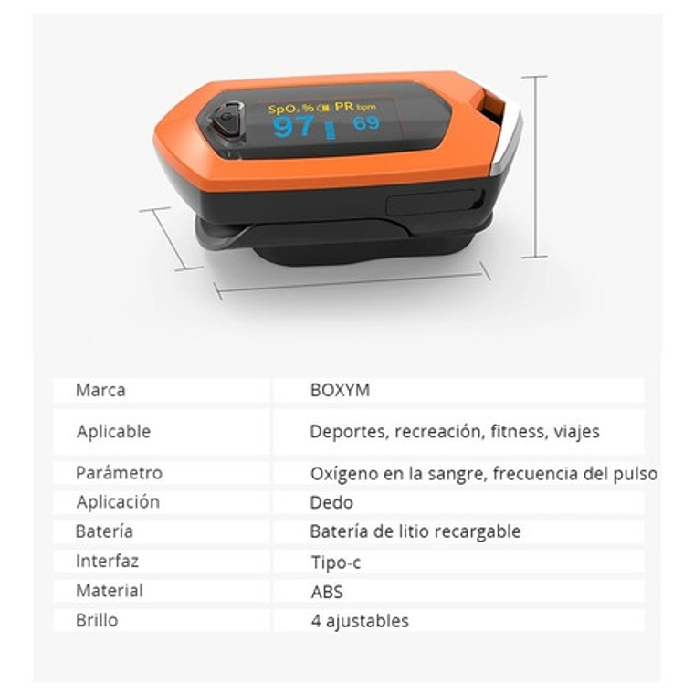 Saturometro Oximetro Recargable Colores Usb Con Estuche Stgo 19