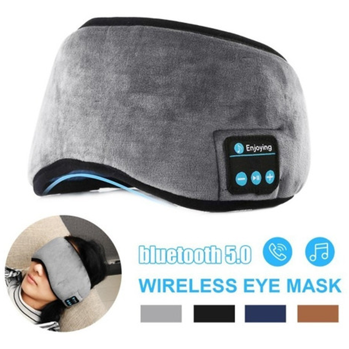 Antifaces Auriculares Dormir Bluetooth Música Micrófono Stgo 12