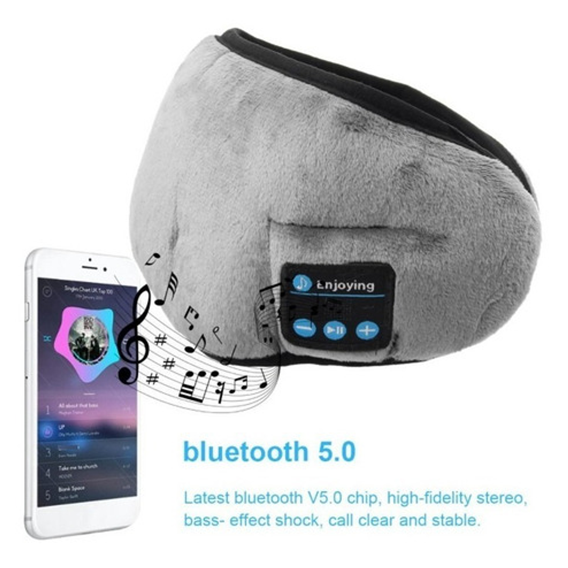 Antifaces Auriculares Dormir Bluetooth Música Micrófono Stgo 14