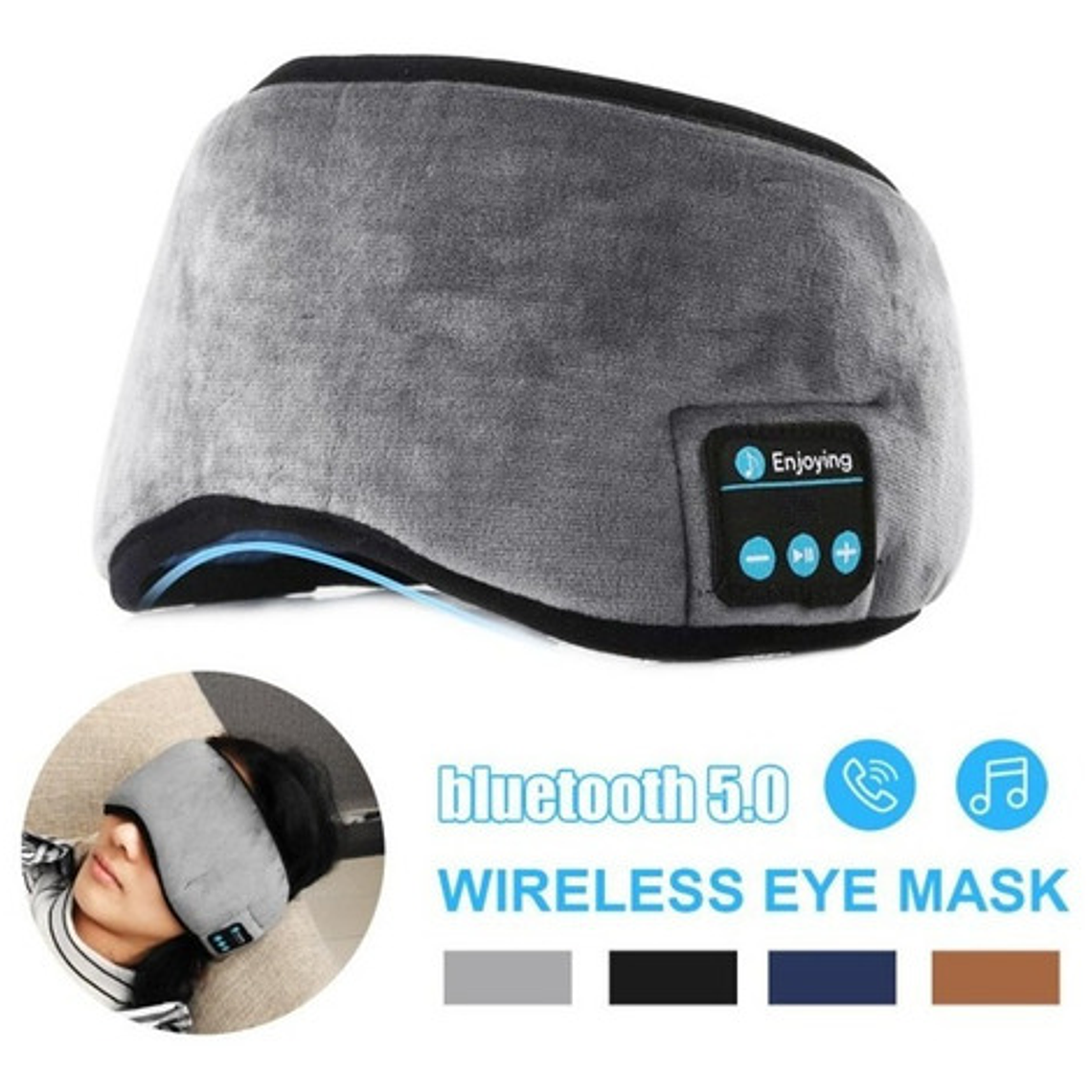 Antifaces Auriculares Dormir Bluetooth Música Micrófono Stgo 17