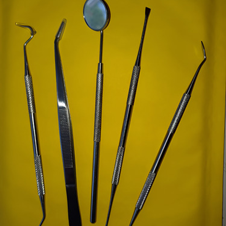 Kit Examen Espejo Pinza Y Sonda Dental Odontología Santiago 3