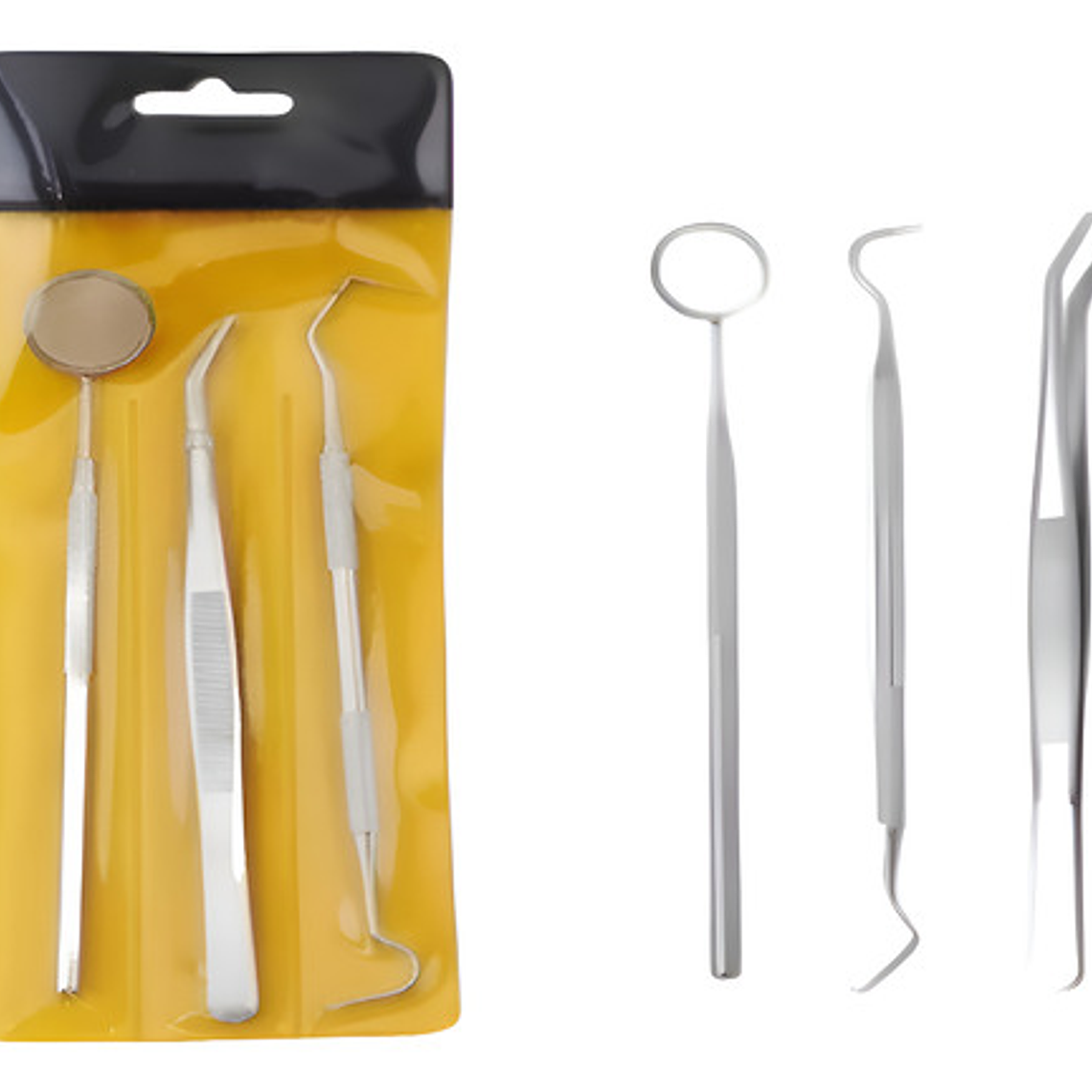 Kit Examen Espejo Pinza Y Sonda Dental Odontología Santiago 4