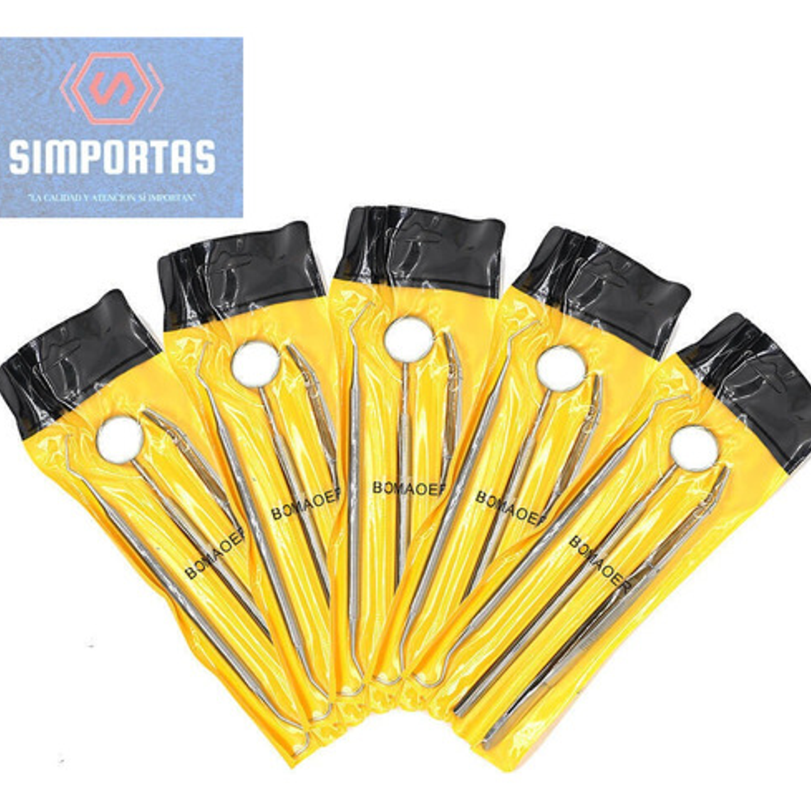 Kit Examen Espejo Pinza Y Sonda Dental Odontología Santiago 5