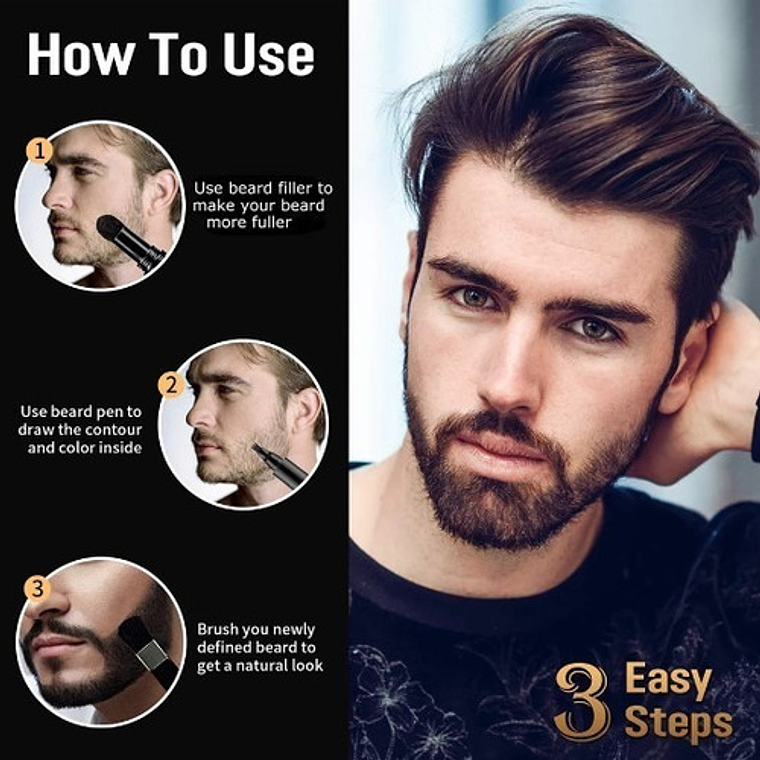 Set Lápiz Marcador + Plumón Y Cepillo Rellenar Barba Stgo. 6