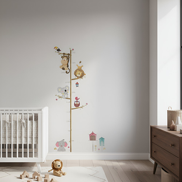 Calcomanias De Pared Medida De Altura Muchos Animales Stick 1