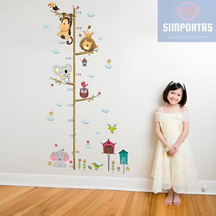Calcomanias De Pared Medida De Altura Muchos Animales Stick 2