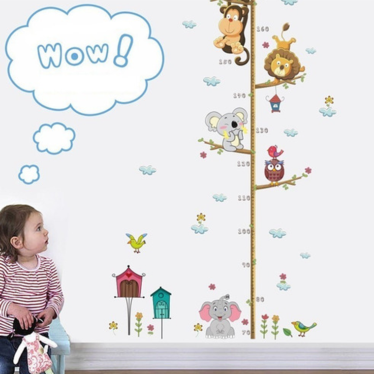 Calcomanias De Pared Medida De Altura Muchos Animales Stick 3