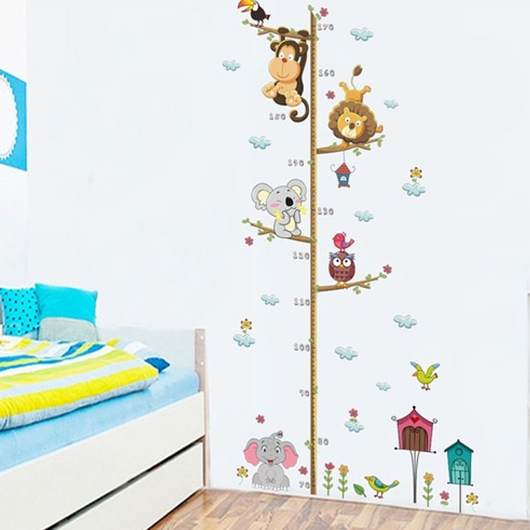 Calcomanias De Pared Medida De Altura Muchos Animales Stick 4