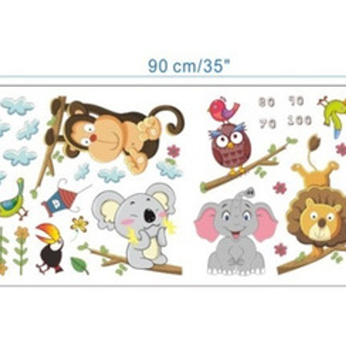 Calcomanias De Pared Medida De Altura Muchos Animales Stick 5