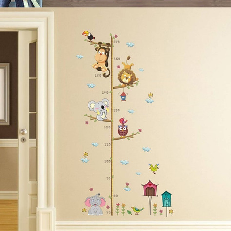 Calcomanias De Pared Medida De Altura Muchos Animales Stick 6