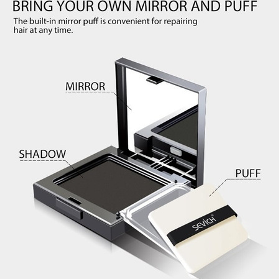 Sombra Sevich Con Espejo Cubre Canas Y Calvicie 12 Grs Stgo 9