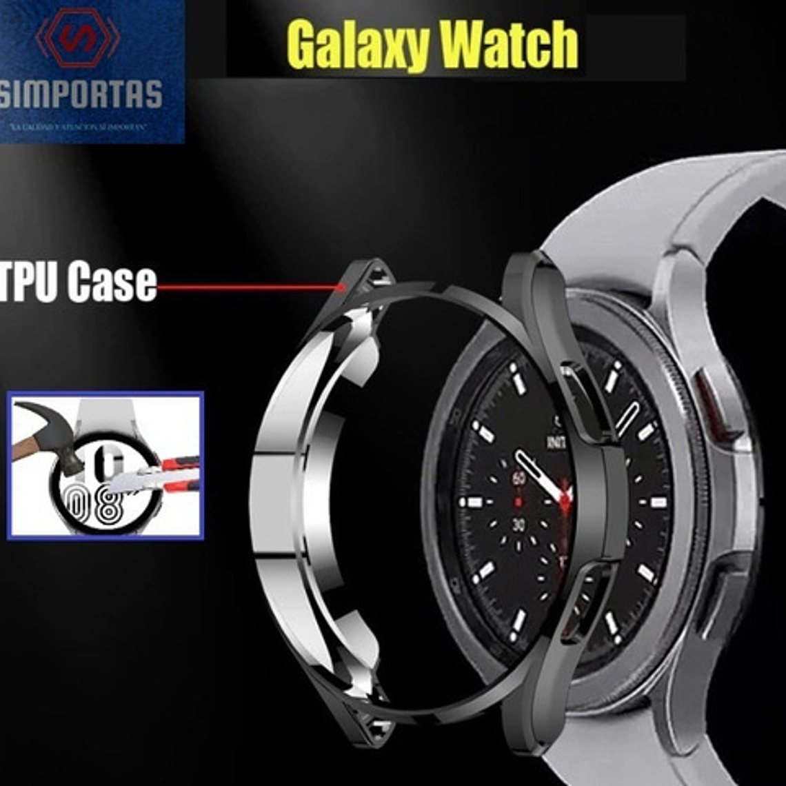 Funda Protectora + Vidrio Templado Mica Galaxy Watch Calidad 1