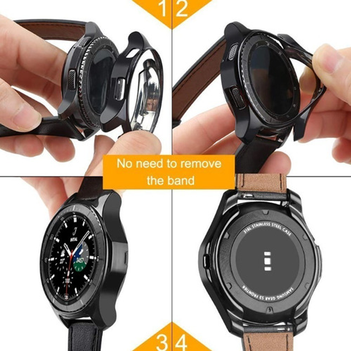 Funda Protectora + Vidrio Templado Mica Galaxy Watch Calidad 3
