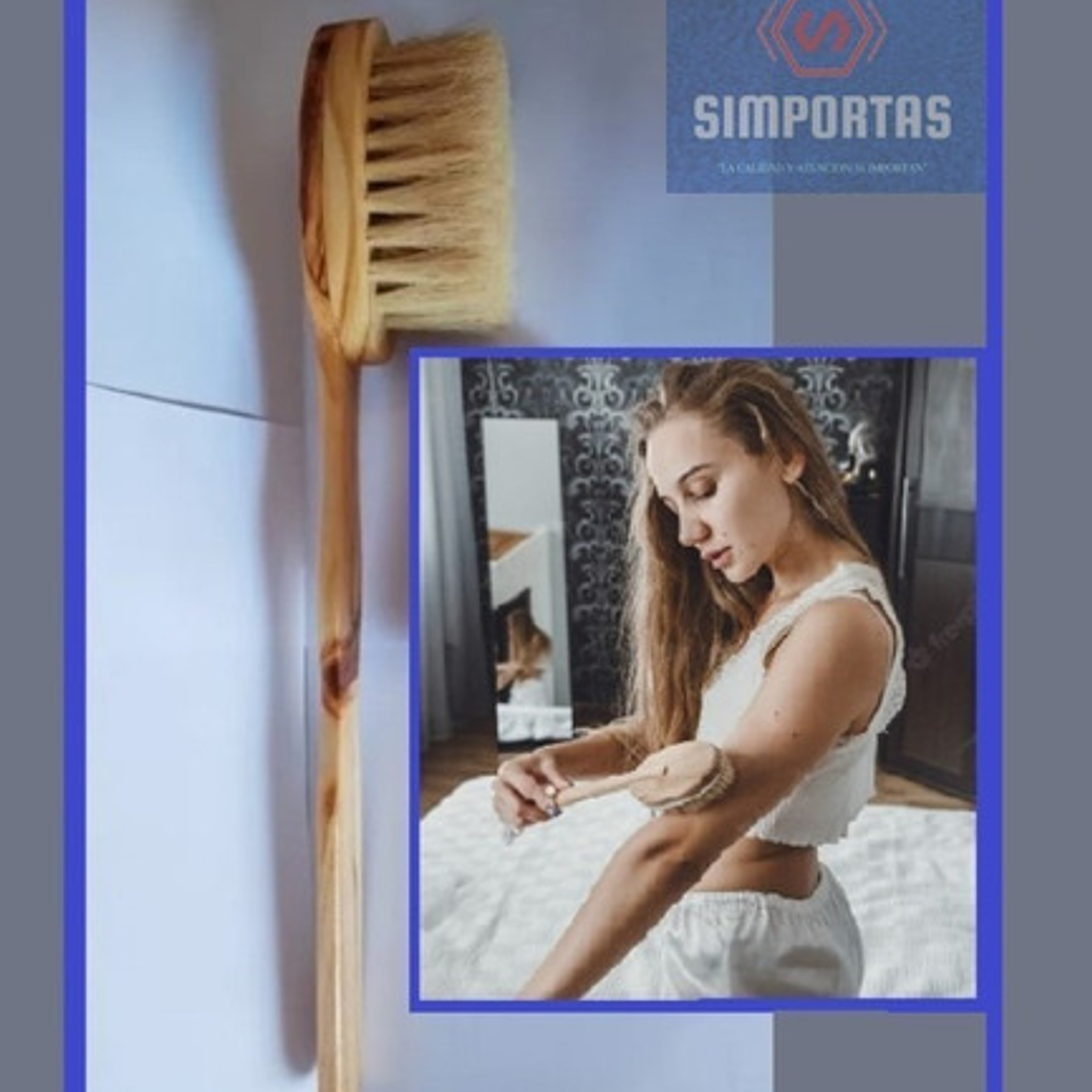 Cepillo Artesanal Corporal Seco Fibras Naturales Con Mango 2