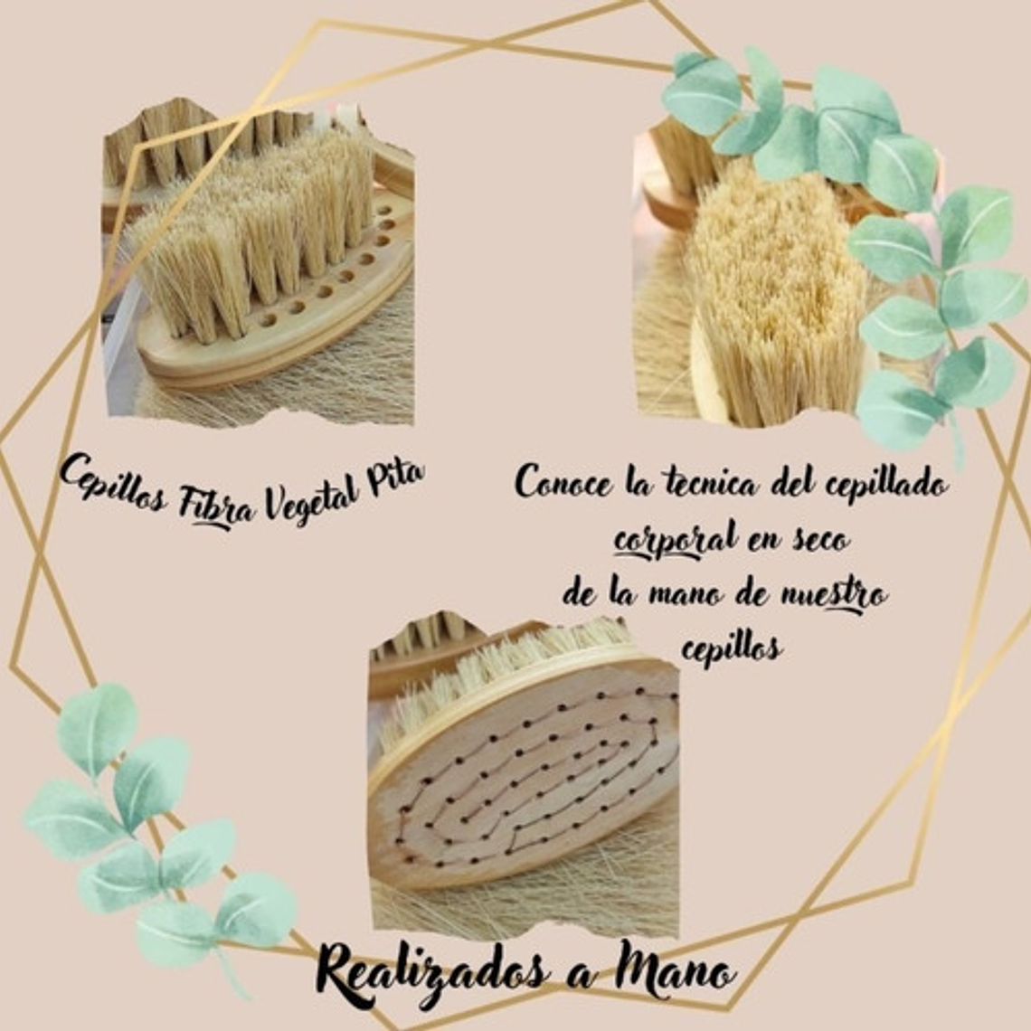 Cepillo Artesanal Corporal Seco Fibras Naturales Con Mango 10