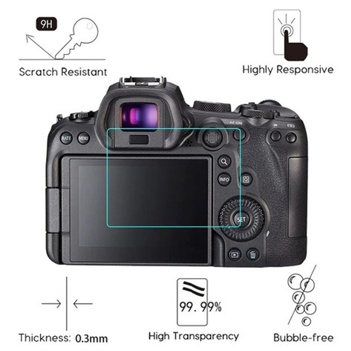 Vidrio Templado Para Canon Rebel T5 T6 T7 Calidad Santiago 6