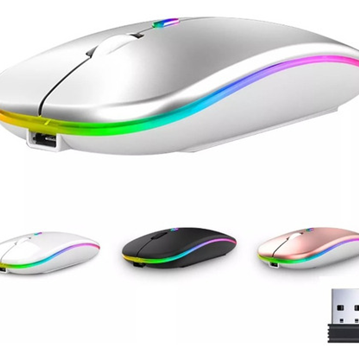Mouse Gamer Rgb Bluetooth Inalámbrico Recargable Silencioso 2