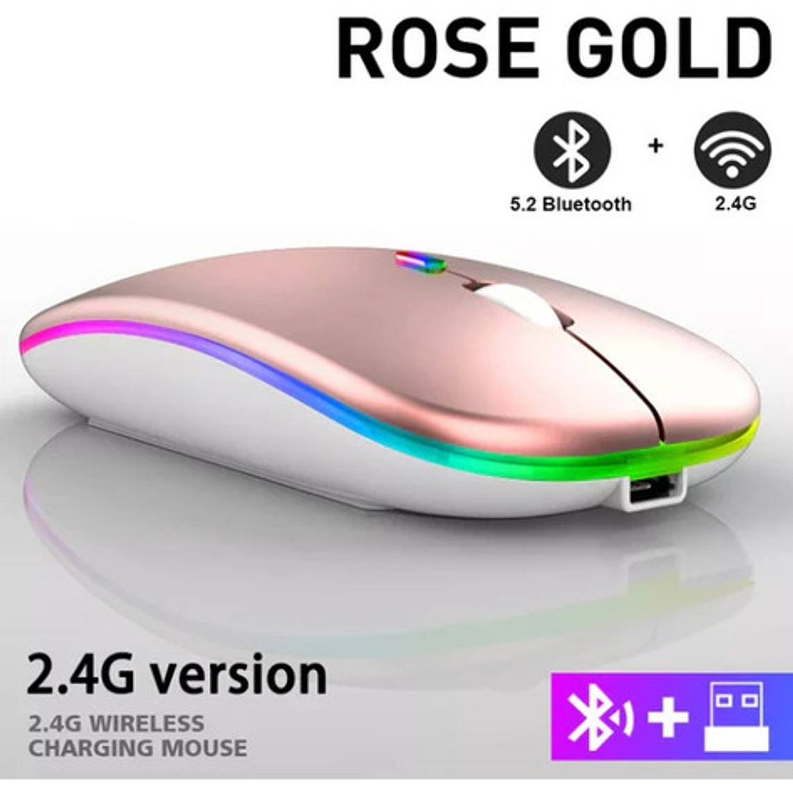 Mouse Gamer Rgb Bluetooth Inalámbrico Recargable Silencioso 4