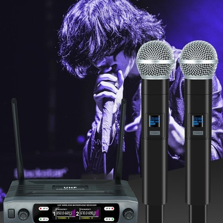 Kit 2 Micrófonos Inalámbricos Automático Calidad Frecuencias 3